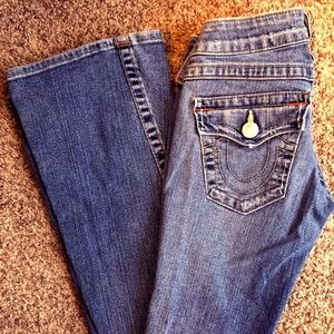 True Religion Flare Wide Leg Jeans